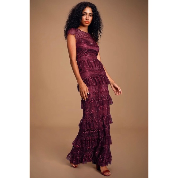 Lulu’s “Lovely Daydreamer” Lace Tiered Maxi Dress - Picture 3 of 12